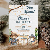 ウエスタンイェーロウベアーカウボーイファーストロデオ誕生日 招待状