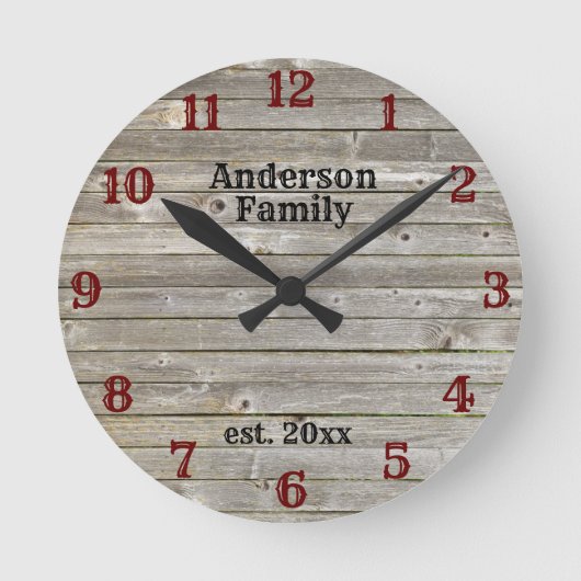 ウエスタンウェザードバーンウッド名前をカスタムする ラウンド壁時計 (正面)
