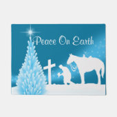 ウエスタンウェルカムカウボーイ祈の冬のシーン ドアマット (正面)