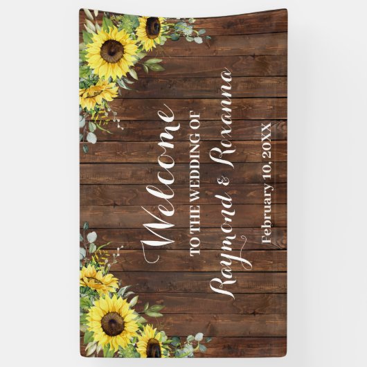 ウエスタンウェルカム結婚のヒマワリ緑 横断幕 (縦)
