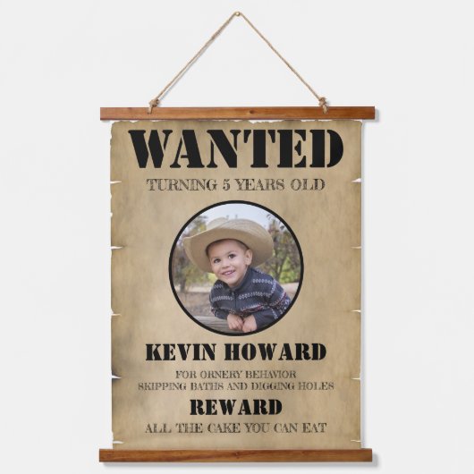 ウエスタンウォッチング誕生日ウッドトップウォールタペストリー 吊り下げ型タペストリー (正面)