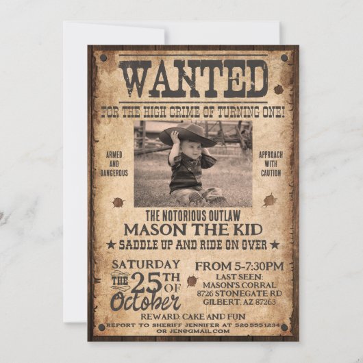 ウエスタンウォッチング誕生日招待状 招待状 (正面)