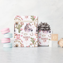 ウエスタンウォーターカラー女性のカーボーイカントリーパターン ラッピングペーパー