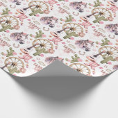 ウエスタンウォーターカラー女性のカーボーイカントリーパターン ラッピングペーパー (角)