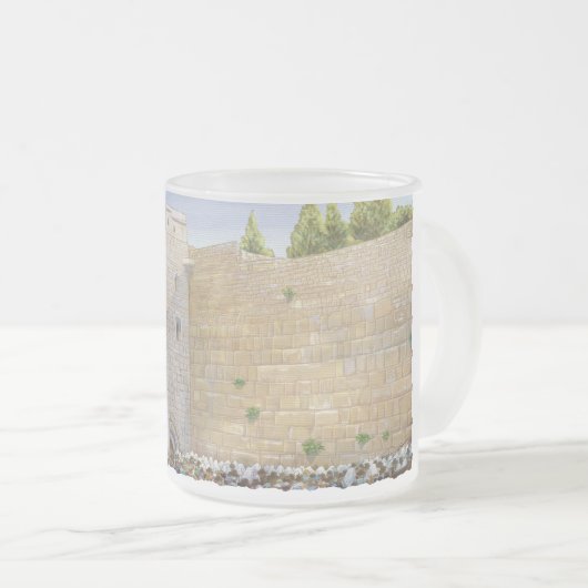 ウエスタンウォールKOTELエルサレムDAVIDオールドシティ祈りの言葉 フロストグラスマグカップ (正面右)