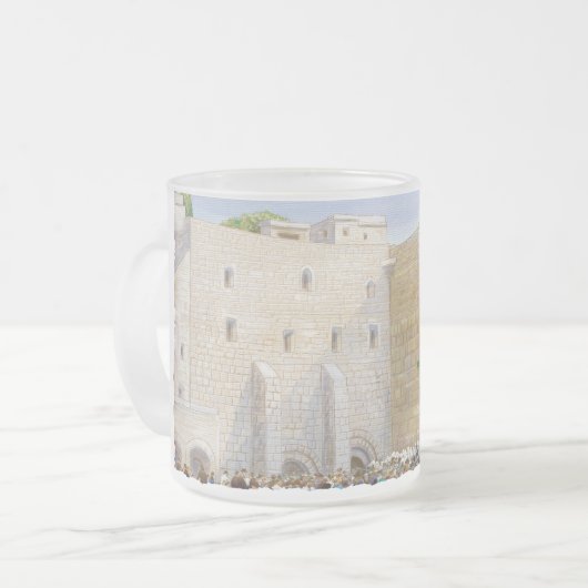 ウエスタンウォールKOTELエルサレムDAVIDオールドシティ祈りの言葉 フロストグラスマグカップ (正面左)