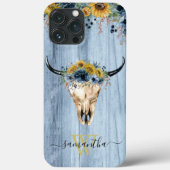 ウエスタンウッドカウズスカルカウボーイブルーサンフラワー Case-Mate iPhoneケース (裏面)