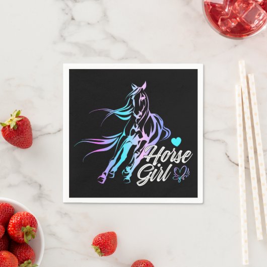 ウエスタンエクエストリアン女性のカーボーイブラックホースパーティー スタンダードカクテルナプキン (インサイチュ)