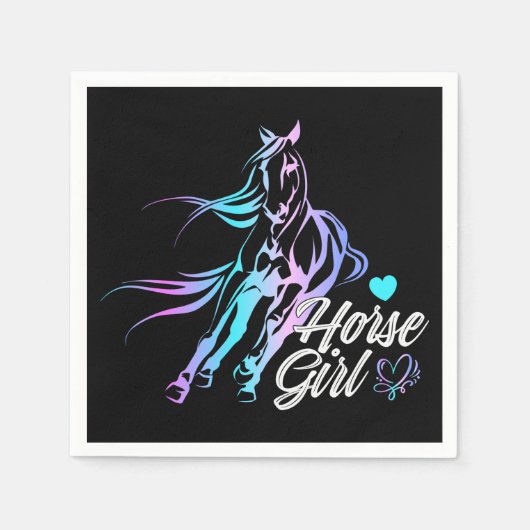 ウエスタンエクエストリアン女性のカーボーイブラックホースパーティー スタンダードカクテルナプキン (正面)