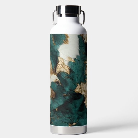 ウエスタンエメラルド金ゴールドホワイトコウィド ウォーターボトル (正面)