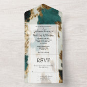 ウエスタンエメラルド金ゴールドホワイトコウィド オールインワン招待状 (内側)