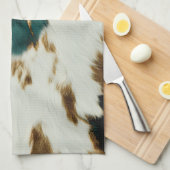 ウエスタンエメラルド金ゴールドホワイトコウィド キッチンタオル (四つ折り)