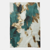 ウエスタンエメラルド金ゴールドホワイトコウィド キッチンタオル (縦)