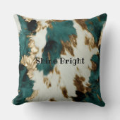 ウエスタンエメラルド金ゴールドホワイトコウィド クッション (正面)