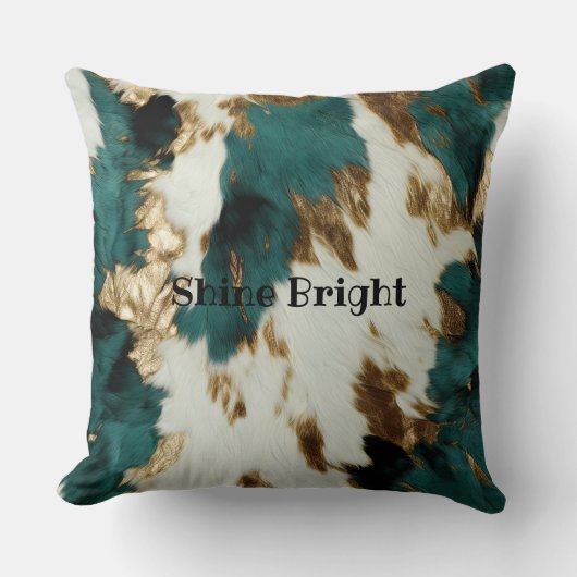 ウエスタンエメラルド金ゴールドホワイトコウィド クッション (正面)