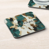 ウエスタンエメラルド金ゴールドホワイトコウィド コースター (左側)