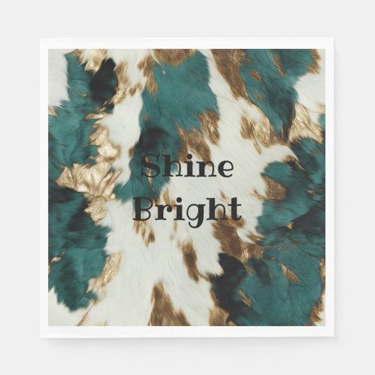 ウエスタンエメラルド金ゴールドホワイトコウィド スタンダードランチョンナプキン (正面)