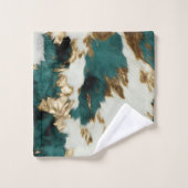 ウエスタンエメラルド金ゴールドホワイトコウィド バスタオルセット (ウォッシュタオル)