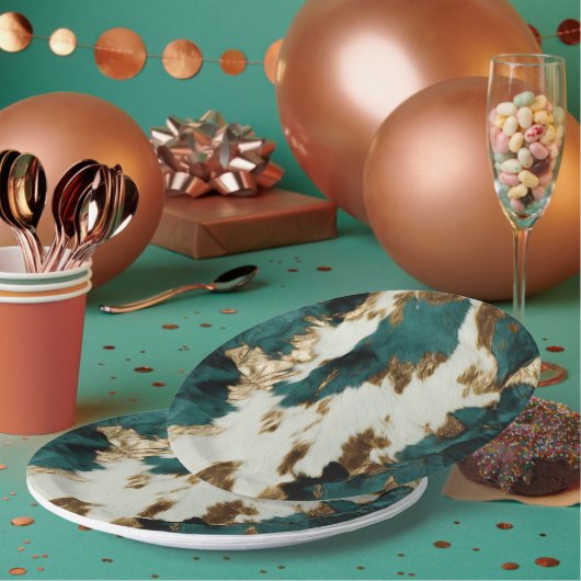 ウエスタンエメラルド金ゴールドホワイトコウィド ペーパープレート (複数)