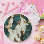 ウエスタンエメラルド金ゴールドホワイトコウィド ペーパープレート (パーティー)