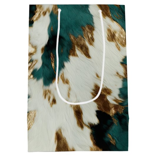 ウエスタンエメラルド金ゴールドホワイトコウィド ミディアムペーパーバッグ (裏面)