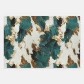 ウエスタンエメラルド金ゴールドホワイトコウィド ラッピングペーパーシート (正面)