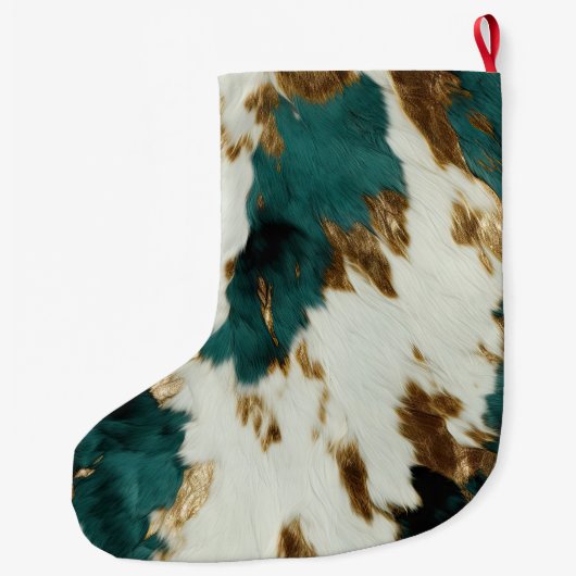 ウエスタンエメラルド金ゴールドホワイトコウィド ラージクリスマスストッキング (裏面)
