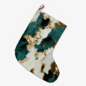 ウエスタンエメラルド金ゴールドホワイトコウィド ラージクリスマスストッキング (正面 (吊り時))