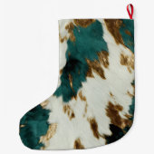 ウエスタンエメラルド金ゴールドホワイトコウィド ラージクリスマスストッキング (裏面)