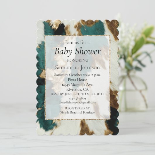 ウエスタンエメラルド金ゴールドホワイトコウィド 招待状 (スタンド正面)