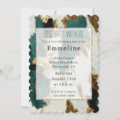 ウエスタンエメラルド金ゴールドホワイトコウィド 招待状 (正面)