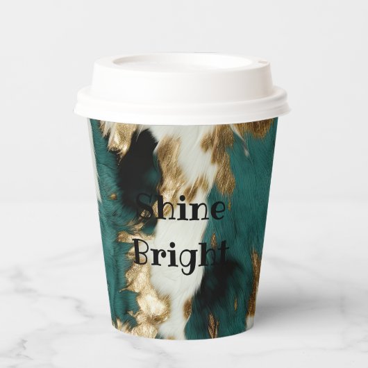 ウエスタンエメラルド金ゴールドホワイトコウィド 紙コップ (正面)