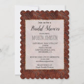 ウエスタンエレガントブラウンリーフ女性のカーボーイ 招待状 (正面)