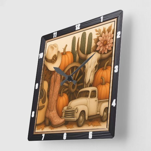 ウエスタンオータムロデオファーム スクエア壁時計 (傾斜)