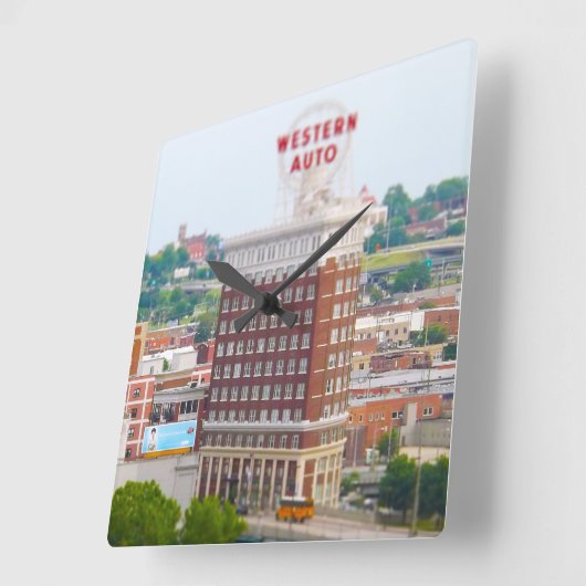 ウエスタンオート建物ロフトコンドスカンザスシティ スクエア壁時計 (傾斜)