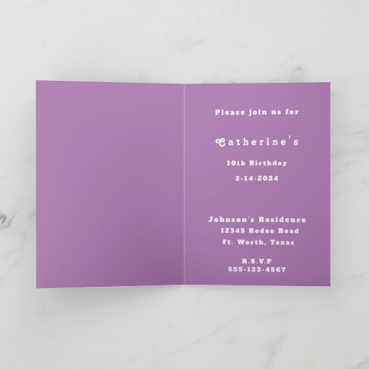 ウエスタンカウガールロデオプリンセス1 個人用 招待状 (内部)