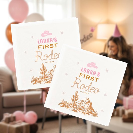 ウエスタンカウガール1歳の誕生日 スタンダードカクテルナプキン