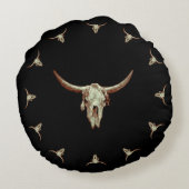 ウエスタンカウスカルブラックブラウンカントリー素朴スタイル ラウンドクッション (裏面)