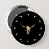 ウエスタンカウズスカルブラックブラウンカントリー素朴スタイル 缶バッジ (正面&裏面)