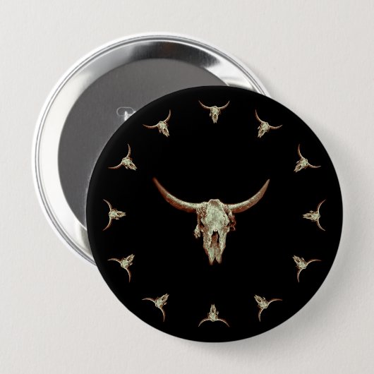 ウエスタンカウズスカルブラックブラウンカントリー素朴スタイル 缶バッジ (正面&裏面)