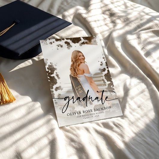 ウエスタンカウズプリント写真卒業パーティー 招待状