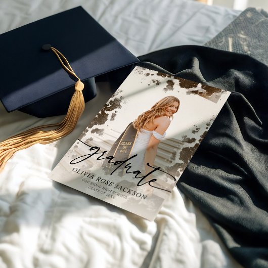 ウエスタンカウズプリント写真卒業パーティー 招待状