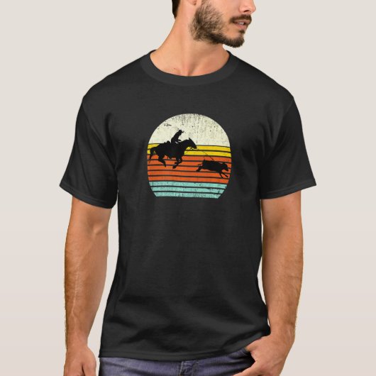 ウエスタンカウホース子牛ローピングレトロサンスタイル Tシャツ (正面)