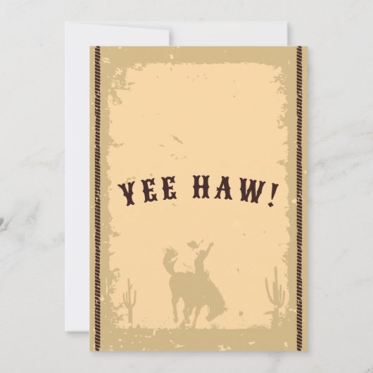 ウエスタンカウボーイおもしろい誕生日ソ素朴イレ 招待状 (裏面)