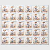 ウエスタンカウボーイアンドドッグパーソナライズされた誕生日 ラッピングペーパー (フラット)