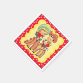 ウエスタンカウボーイアンド女性のカーボーイキッズパーティー スタンダードカクテルナプキン (角)