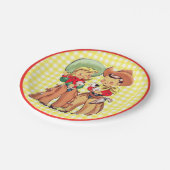 ウエスタンカウボーイアンド女性のカーボーイキッズパーティー ペーパープレート (アングル)