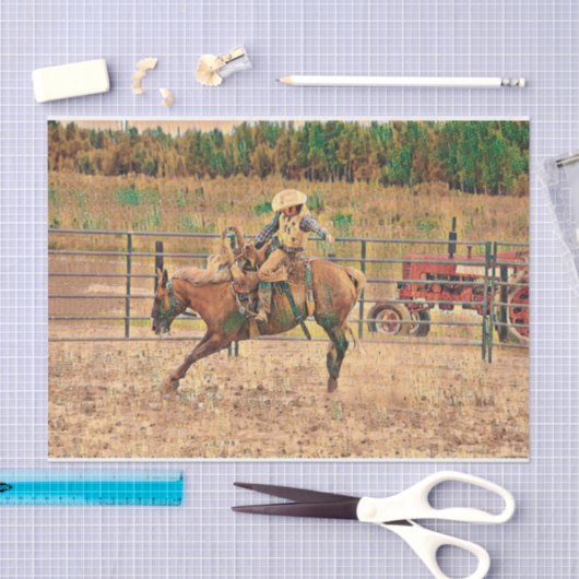 ウエスタンカウボーイカントリーホースライディングティッシュペーパー 薄葉紙 (クラフト)