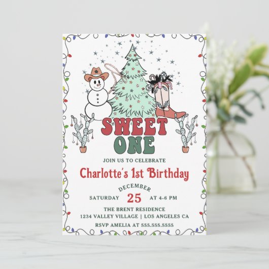 ウエスタンカウボーイクリスマススイートワン誕生日 招待状 (スタンド正面)