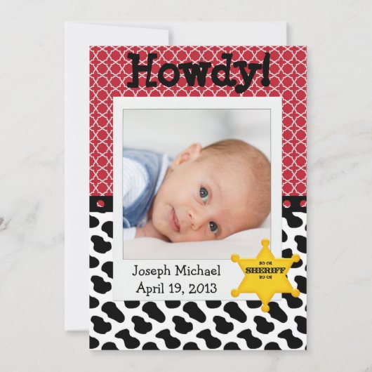 ウエスタンカウボーイシェリフベビー発表 案内状 (裏面)